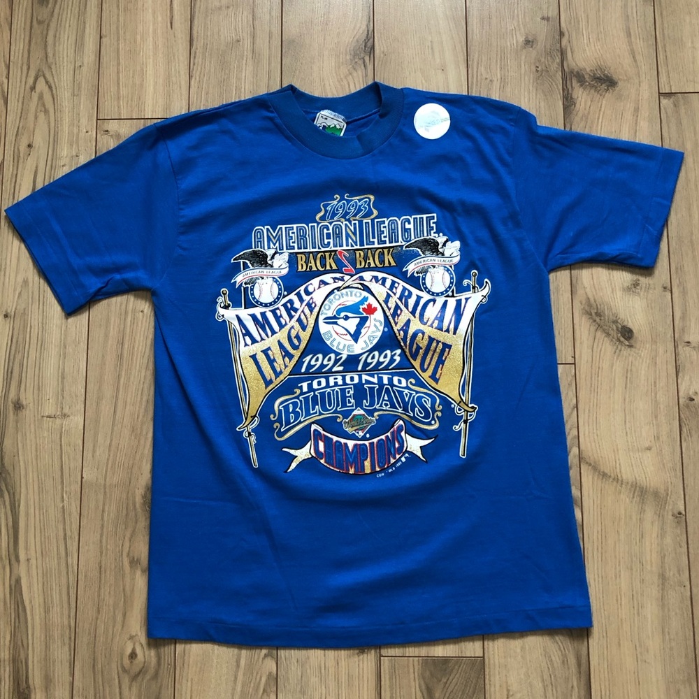 Vintage Toronto Blue Jays American League 92-93 Champions T-shirt Size L Youth